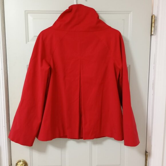 Zara Women Red Jacket Size M Full Zip Collared Lined Pockets Long Sleeve - Picture 13 of 16